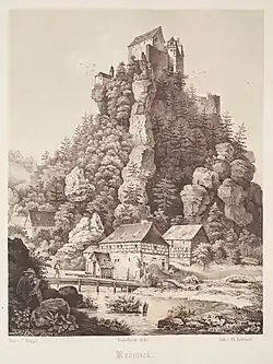 Blick von Westen, Lithografie (um 1840) von Theodor Rothbarth
