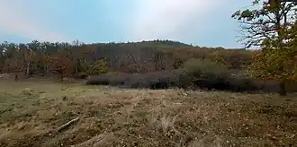 Blick vom Plateau unterhalb des westlichen Vorgrates auf den Rabenstein