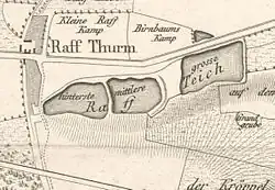 Lageplan der Raffteiche um 1835