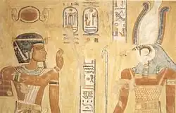 Ramses III. vor Gott Horus im Grab seines Sohnes