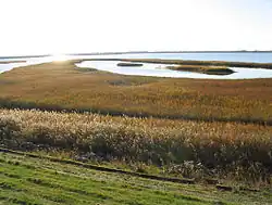 Blick über das Rantumbecken zur Insel Sylt