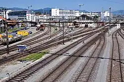 Depot, links Streckengleis nach Meilen, rechts nach Rüti und Uznach