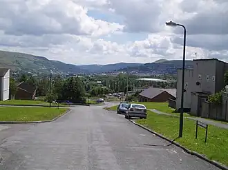 Blick von Rassau aus in Richtung des Stadtzentrums von Ebbw Vale