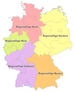 5 Regionalliga-Staffeln seit 2012