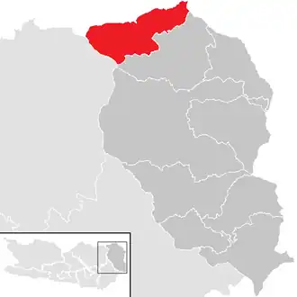 Lage der Gemeinde Reichenfels im Bezirk Wolfsberg (anklickbare Karte)