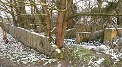 Reste der Ehrentribüne als Betonfundamente am oberen Platzende