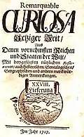 Globus als Logo auf den Titelseiten der Zeitschrift Remarquable Curiosa von 1715 bis 1727.
