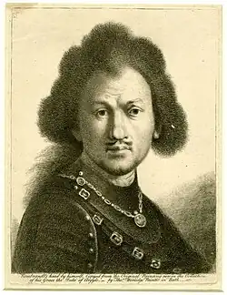 Rembrandts Selbstporträt, Stich von Thomas Worlidge, 1741 bis 1763, 21,3&nbsp;× 16,1&nbsp;cm