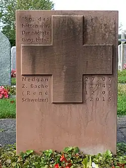 René Schweizer (1943–2015) Schriftsteller, Aktionskünstler. Friedhof am Hörnli.