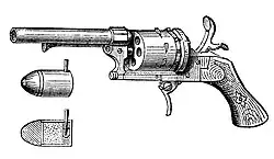 Lefaucheux-Revolver inkl. Aufbau einer Stiftfeuerpatrone