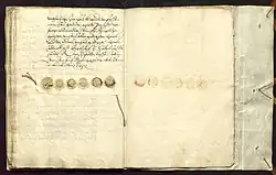 Schlussblatt des Vertrages mit den Siegeln