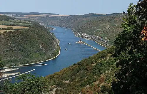 Rhein bei Kaub und Oberwesel, Ansicht nach Norden
