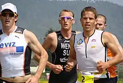 Stephan Wenk (Mitte) beim Rheintal Duathlon, 2010