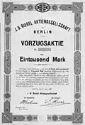 Erste Aktien der Riedel AG 1905 (ohne Stimmrecht)