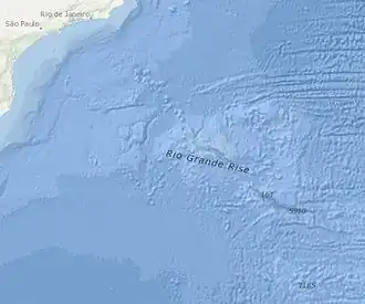 Karte des Rio Grande Rise vor Brasilien