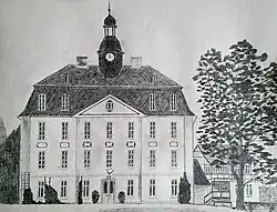 Bleistiftzeichnung vom Gutshaus des Ritterguts Tausa