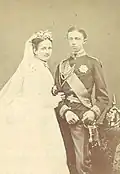 Hochzeitsbild ihrer Schwester Prinzessin Maria Pia von Neapel-Sizilien (1849–1882) mit Robert I. Karl Ludwig Maria von Bourbon-Parma, dem älteren Bruder ihres Ehemanns Henri von Bourbon-Parma