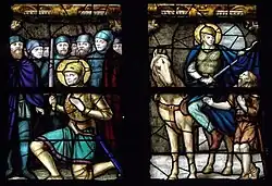 Martin als Soldat der römischen Armee und Martin teilt seinen Mantel mit einem Bettler