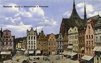 Rostock Neuer Markt Blutstrasse Marienkirche Nordseite 1900