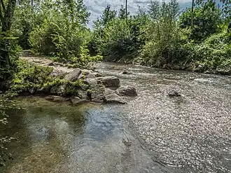 Mündung der Rot (links) in die Wigger zwischen Ettiswil und Schötz