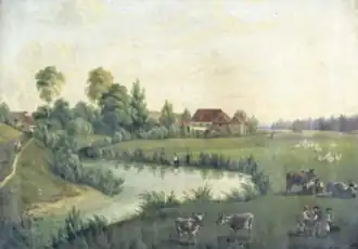 Unbegradigter Roter Main mit Herzogmühle bei Bayreuth (um 1850)