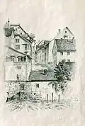Rottweil: Blick auf die Suppengasse von der Stadtgrabenstraße aus, 1888