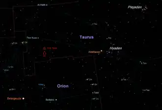 Position von 119 Tauri im Sternbild Stier