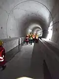 Der im Rohbau fertiggestellte Tunnel bei der öffentlichen Begehung am 4.&nbsp;März 2018