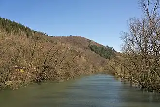 Ansicht des Berges von Westen. Im Vordergrund die Ruhr