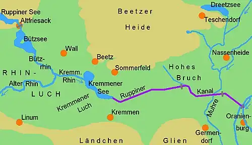 Altfriesack auf der Karte links oben