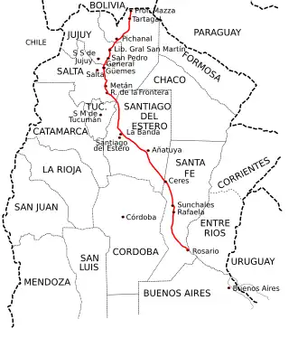 Verlauf der Ruta National34