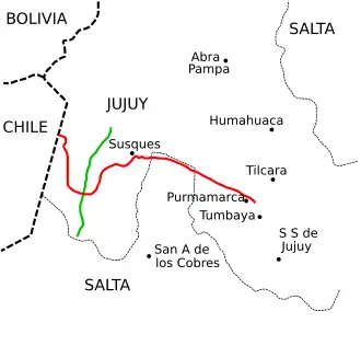 Verlauf der Ruta National52