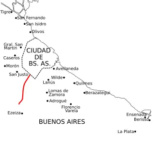 Verlauf der Ruta NationalA002