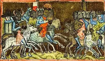 Schlacht bei Bornhöved (1227) aus der Sächsischen Weltchronik (14. Jahrhundert)