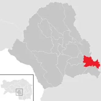 Lage der Gemeinde Söding-Sankt Johann im Bezirk Voitsberg (anklickbare Karte)