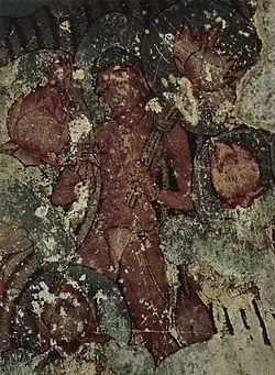 Junger Mann in Lotusteich, Deckenfresco in Sittanvasal, 850 n.&nbsp;Chr.
