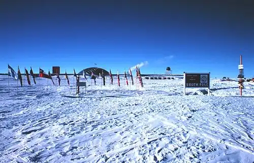 Südpol und alte Südpolstation (Dezember&nbsp;1978)