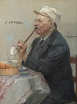 „S'Vaterl“, Johann Reimer, Otto Nowak's Schwiegervater, 1904, Crayon, 25 × 33 cm