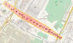 Abschnitte des Bahnhofstrogs