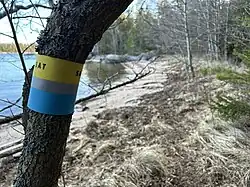 Eines der vielen Wegweisschilder auf der Route.