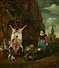 Michiel van Musscher: Das Schwein an der Leiter und Ansicht des Haarlemmerpoort 1668
