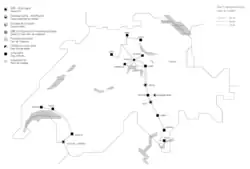 Bahnstromleitungen der Schweiz, Stand 1925: Die Kraftwerke im Gotthardgebiet und im Wallis waren noch nicht miteinander verbunden
