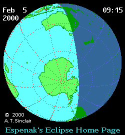 Verlauf des Halbschattens auf der Erdoberfläche