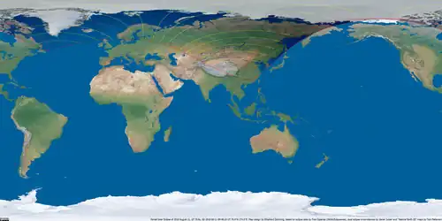 Weltkarte der Sonnenfinsternis vom 11. August 2018