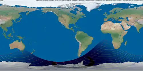 Weltkarte der Sonnenfinsternis vom 4. Dezember 2021