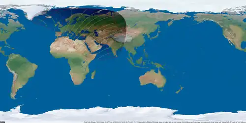 Weltkarte der Sonnenfinsternis vom 25. Oktober 2022