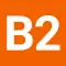 B2 als weiße Zeichen in orange gefülltem Quadrat