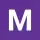 M als weißes Zeichen in violett gefülltem Quadrat