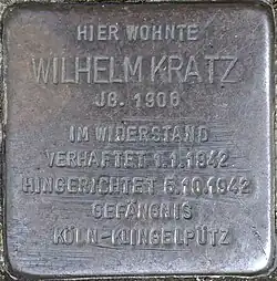 Stolperstein für Wilhelm Kratz