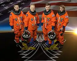 v.&nbsp;l.&nbsp;n.&nbsp;r.: Rex Walheim, Douglas Hurley, Christopher Ferguson und Sandra Magnus